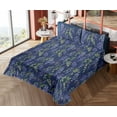 thumbnail image 4 of Ambesonne Spring Fitted & Flat Sheet with Sham 3 Pcs Set, Wistaria Flowers with Leaves, Twin XL, Sage Green and Dark Blue, 4 of 5