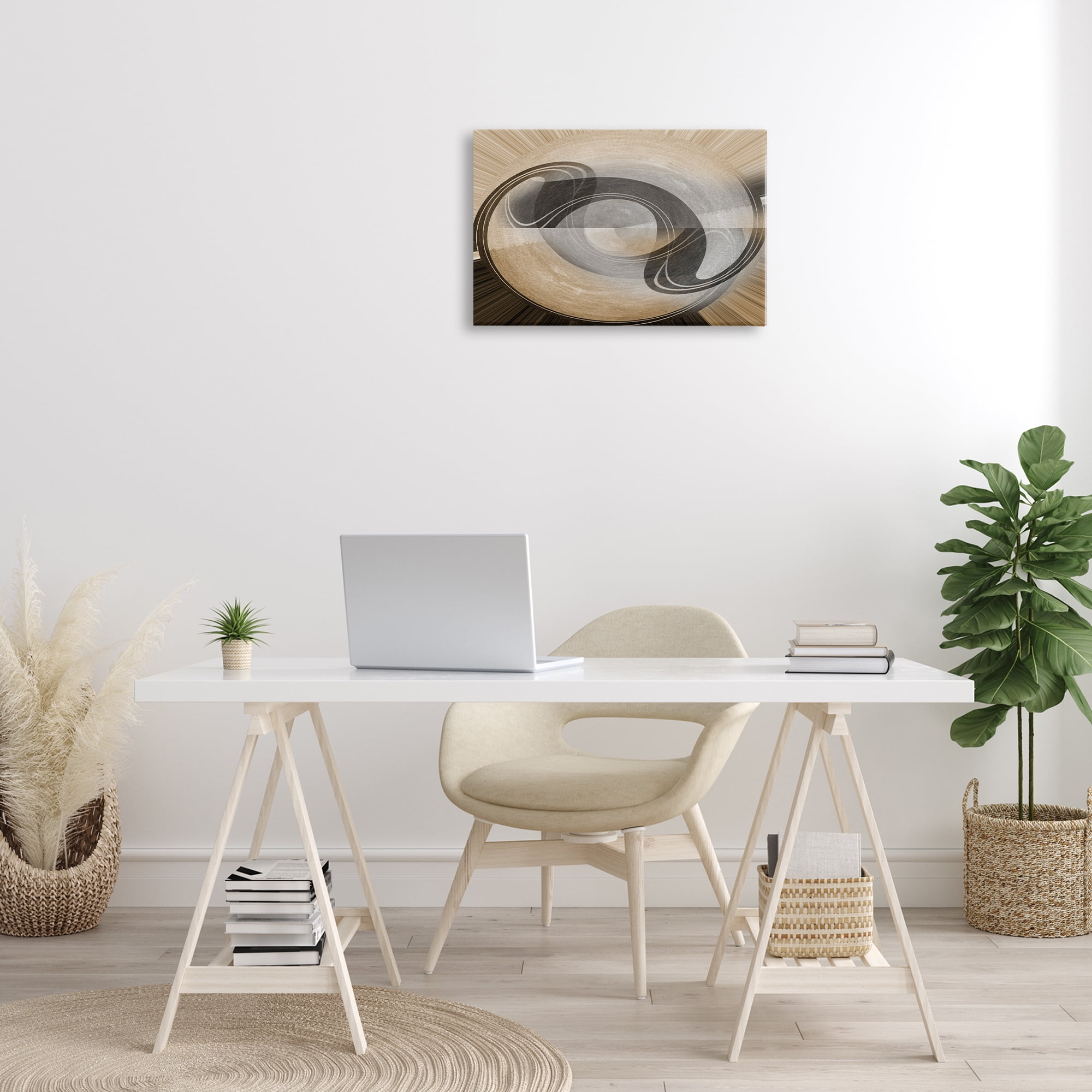 Stupell Industries Curved Swoop Shape Abstract Painting Wrapped Canvas Art Print Wall Art, 24 x 16