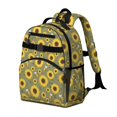 thumbnail image 2 of Sunflower and Bee Green Pattern Cute School Backpack Bag for School with Padded Back and Adjustable Shoulder Straps 15.25"x11.5"x5.25", 2 of 5
