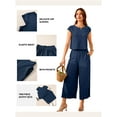 thumbnail image 2 of SHEWIN Outfits Sets for Women Textured Matching Set Sweatsuit Summer Crew Neck Cap Sleeve Tops Wide Leg Pants Basic Outfits, 2 of 9