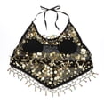 thumbnail image 4 of Top de Cuello Hálter sin Mangas con de Lentejues y Monedas Negro Zulema Top halter de danza del vientre para mujer, 4 of 8