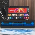 thumbnail image 3 of 57'' TV Stand for TVs up to 65 inch W/LED Lights High Gloss TV Cabinet Modern Entertainment Center Gaming Media Console with Storage, Black/White Finish, 3 of 10