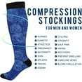 thumbnail image 4 of FREEAMG High Elasticity Compression Socks, High Knee Socks Adult Universal Leisure Relieve Fatigue,Blue Roses Floral Travel Daily with Running (2 Pair), 4 of 7