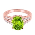 thumbnail image 4 of Parijat Jewels Rings for Women 2.52 Carat Oval Peridot and Diamond Ring 4-Prong 10K Rose Gold, 4 of 6