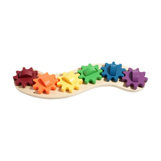 Juguete de actividades con engranajes de madera para niños pequeños. Colorido e interactivo. Tamaño de 30 x 7 cm (11,8 x 2,8 pulgadas). Ideal para