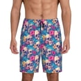 thumbnail image 3 of Lsque Skull blue leaf Mens Sleep Pajama Shorts,Short Pajama Pants, Cotton Ultra-Soft Knit-4X-Large, 3 of 9