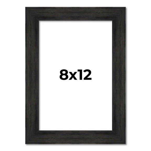 8x12 Distressed/Aged Black Complete Wood Picture Frame with UV Acrylic, Foam Board Backing, & Hardware