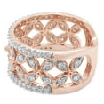 thumbnail image 4 of 3/4 ct. t.w Round Cut Lab Created Moissanite Diamond Double Row Floral Wedding Band Ring For Women In 10K Solid Rose Gold (G-H Color, VVS1 Clarity, 0.75 Cttw)-8.5, 4 of 7