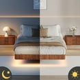 thumbnail image 5 of Queen Floating Bed Frame with LED Lights, Fluted Wood Queen Size Bed Frame, Heavy Duty Metal Slats, No Box Spring Needed, Easy Assembly, for Bedroom, Walnut, 5 of 7