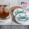 thumbnail image 5 of Thirstystone Teal Crab 4-Pack Round Absorbent Stone Coasters, 5 of 7