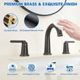 thumbnail image 4 of Wowkk Sanitary Ware Brass Bathroom Sink Faucet 2 Handles Widespread Bathroom Faucet 3 Hole, Pop-Up Drain and cUPC Supply Lines Included, Basin Faucets for Vanity Rv Restroom, Oil Rubbed Bronze, 4 of 10