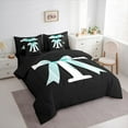 thumbnail image 3 of Manfei Cartoon Monogrammed T Bedding Comforter Set 7 Pieces, Kawaii Ribbon Bow-tie Full Bedding Set, Teen Boy Girl Kid Reversible Fitted Sheet Flat Sheet, Lightweight Room Decor, 3 of 7