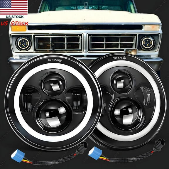 2PCS 7" inch Round LED Projector Hi/Lo Beam Headlights for 1950-1979 VW Beetle