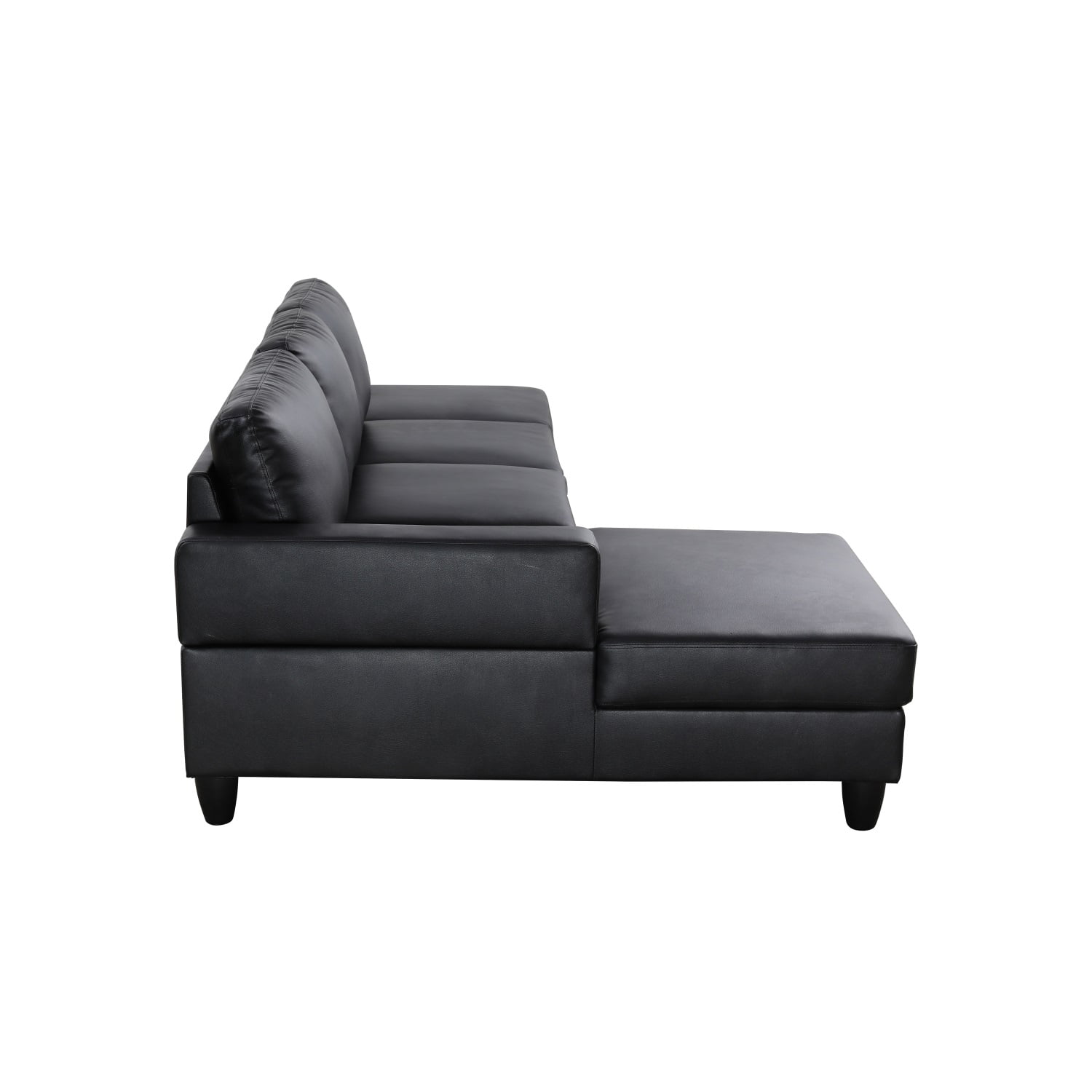 Hommoo L-Shaped Sectional Couch, Faux Leather Living Room Furniture Set for Apartment/Upstairs Loft/Living Room, Black(No Ottoman)
