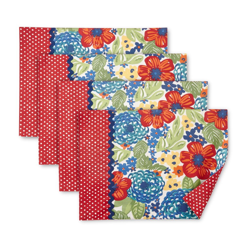 The Pioneer Woman Dazzling Dahlias Reversible 4Count Placemat Set