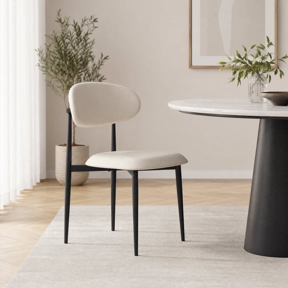 Manora Dining Chairs Set of 2, Metal Kitchen Chairs with Modern Fabric Upholstered for Dining Room, Beige