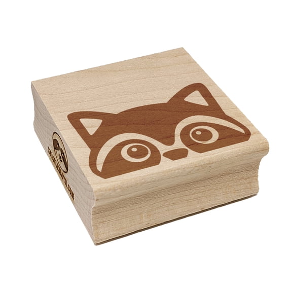 Peeking Raccoon Square Rubber Stamp Stamping Scrapbooking Crafting - Small 1.25in
