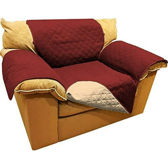 AbleHome Reversible Microfiber Sofa Cover Chair Throw Pet Dog Kids Furniture Protector w/ Hold Down Elastic Strap. Colors: Chocolate & beige, Black & Gray, Burgundy & Tan, Olive & Sage