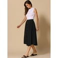 thumbnail image 4 of DARING DIVA Women's Button Decor Elastic Waist A-Line Skirts with Pockets L Black, 4 of 6
