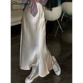 thumbnail image 5 of Long Black Satin Skirts For Women 2025 Spring Summer Straight Maxi Green Skirt Elegant Beige Women Satin Silk Skirts Long Brown, 5 of 6