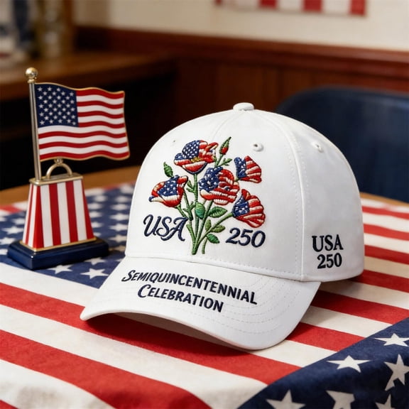 USA 250th Anniversary Commemorative Baseball Cap – Patriotic Bald Eagle Floral Embroidered Hat, Semiquincentennial Celebration, USA 250 Gift for Men & Women