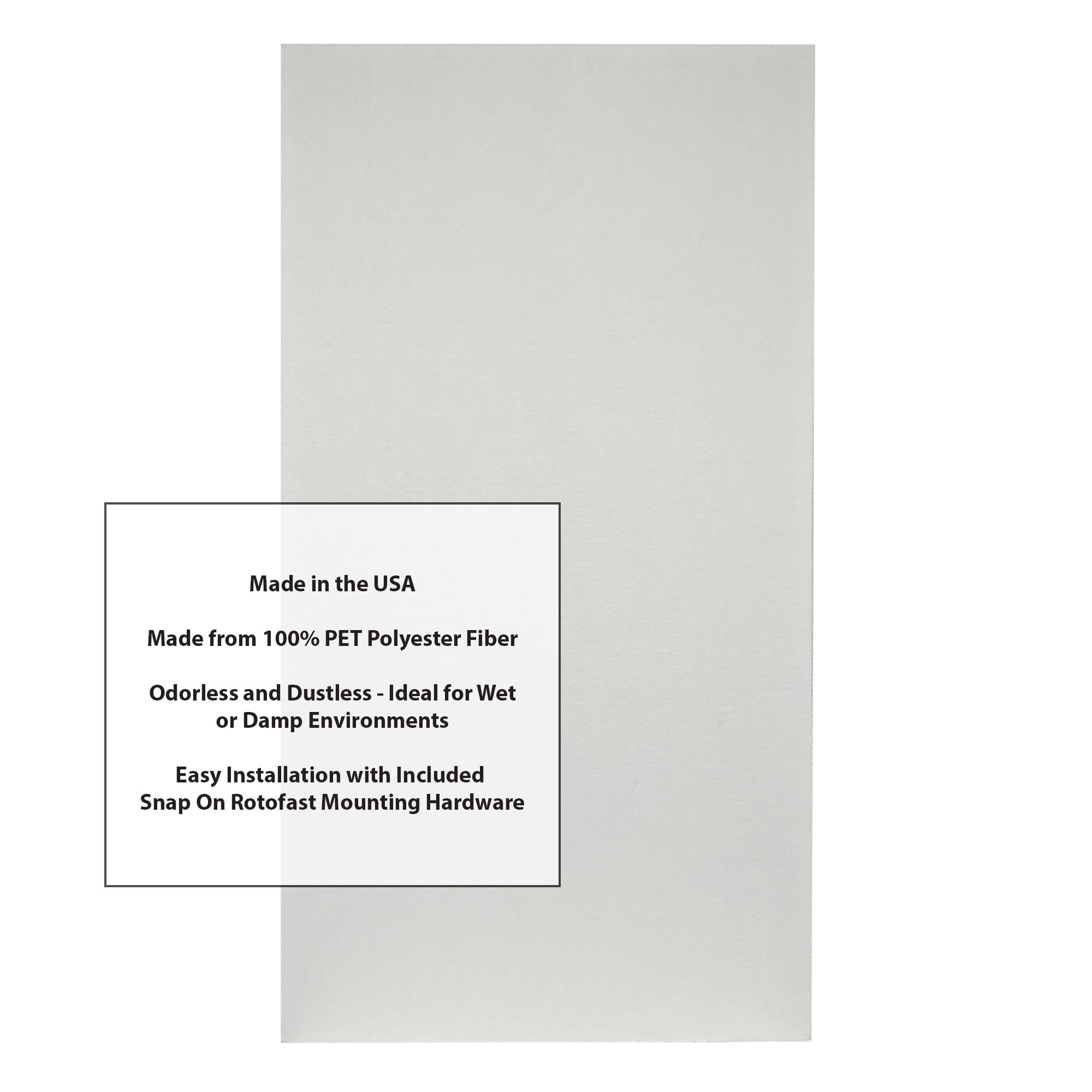 ATS Acoustics PET Acoustic Panel, Polyester, Water Resistant, 24" x 48" x 1" (White)