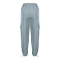 thumbnail image 5 of CYRBOKO Toddler Girls Cargo Pants, Pockets-Baggy Elastic Waist Casual Drawstring Summer Kids Pants Blue Size 4-5 T, 5 of 8
