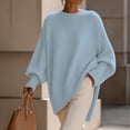 thumbnail image 5 of Vivianyo HD Women's Crew Neck Oversized Knit Tunic Sweater, Batwing Long Sleeve Loose Fit Pullover For Women, Fall Winter Longline Top for Brunch Meetings and City Walks, Size S-3XL, 5 of 7