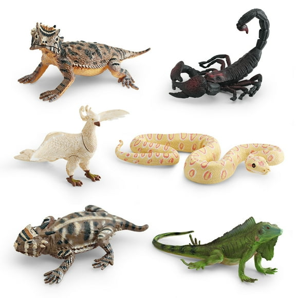 Set de figuras de animales salvajes, 6 unidades, escorpión, fénix, iguana y serpiente