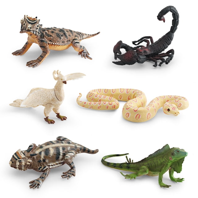 Set de figuras de animales salvajes, 6 unidades, escorpión, fénix, iguana y serpiente
