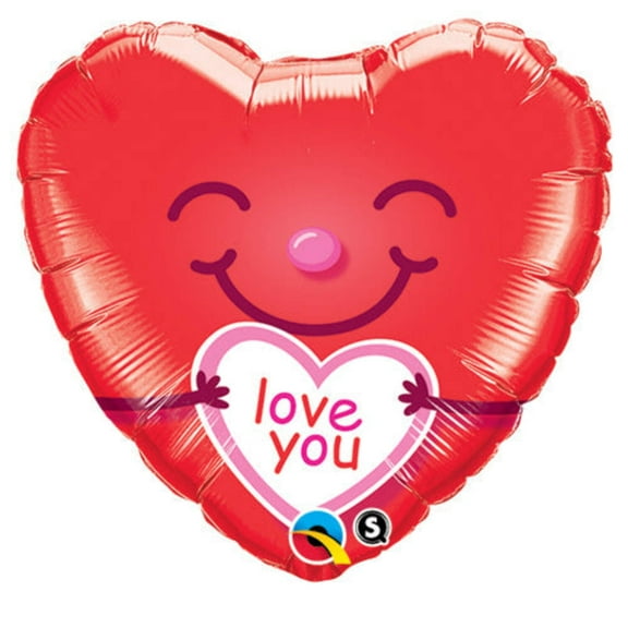 18 inch Love You Smiley Heart Foil Mylar Balloon - Party Supplies Decorations
