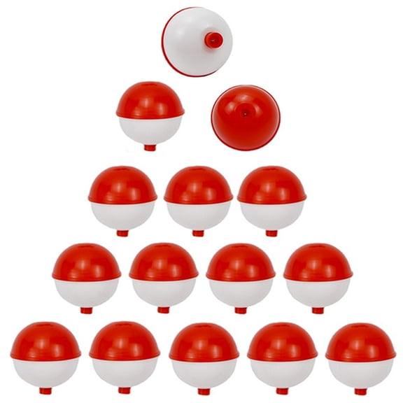 15pcs-0.75incFishing Bobbers Hard Push Button Round Buoy Red/White Snap-on Fishing Floats Bobbers Party Decoration
