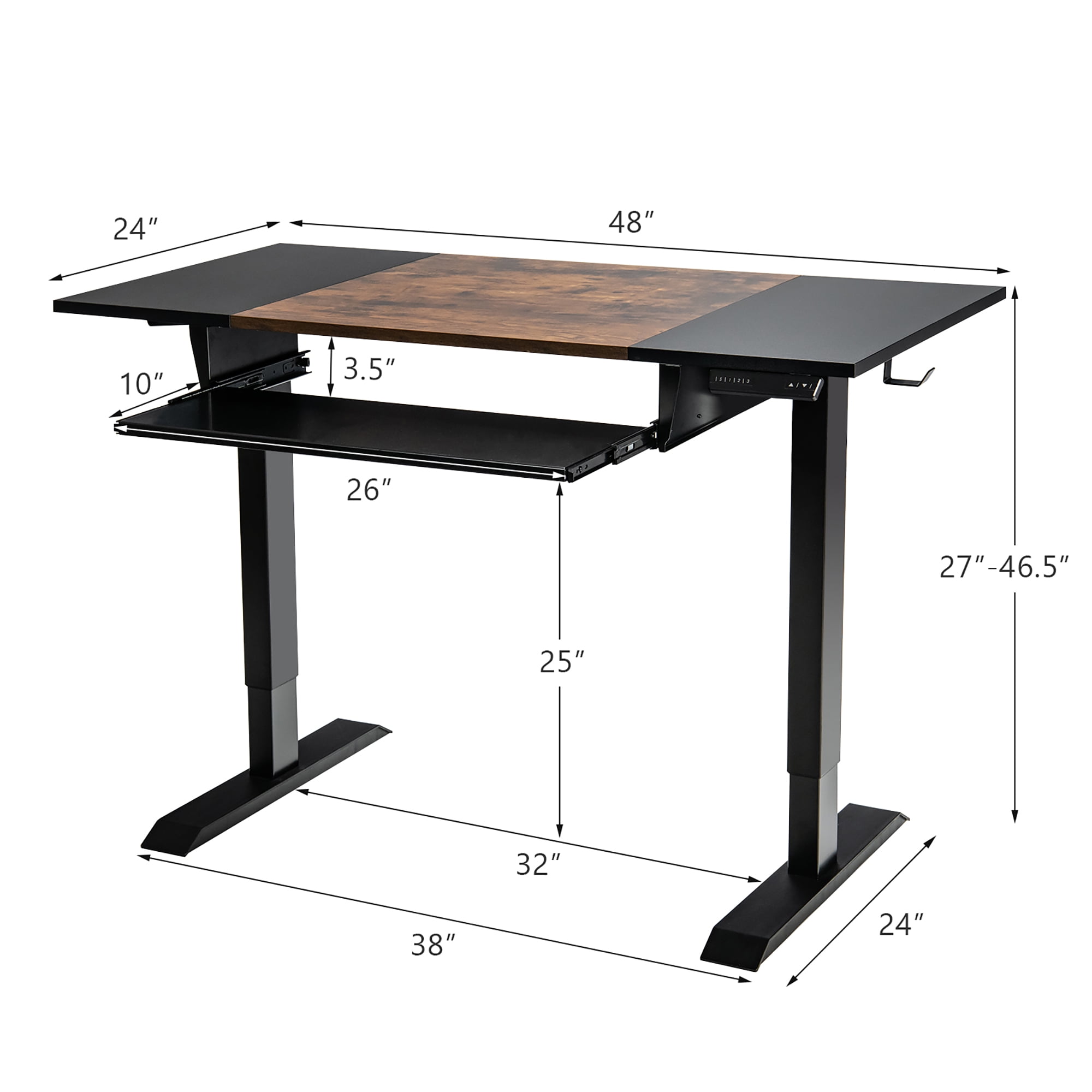 Costway 48'' Electric Sit to Stand Desk Adjustable Workstation w/ Keyboard Tray Brown