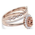 thumbnail image 2 of Beautiful Minimalist 2.50 Carat Oval Morganite And Diamond Moissanite Engagement Ring, Halo Wedding Ring, Two Matching Band in 925 Sterling Silver With Plain 18k Rose Gold Plating Band Gift For Her, 2 of 3