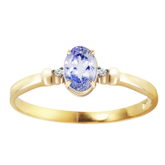 Galaxy Gold GG 14K Yellow Gold Natural Diamonds and Tanzanite Ring - December Birthstone - Communication & Serenity - Sizes 5.5 to 11 - Fine Jewelry for Women