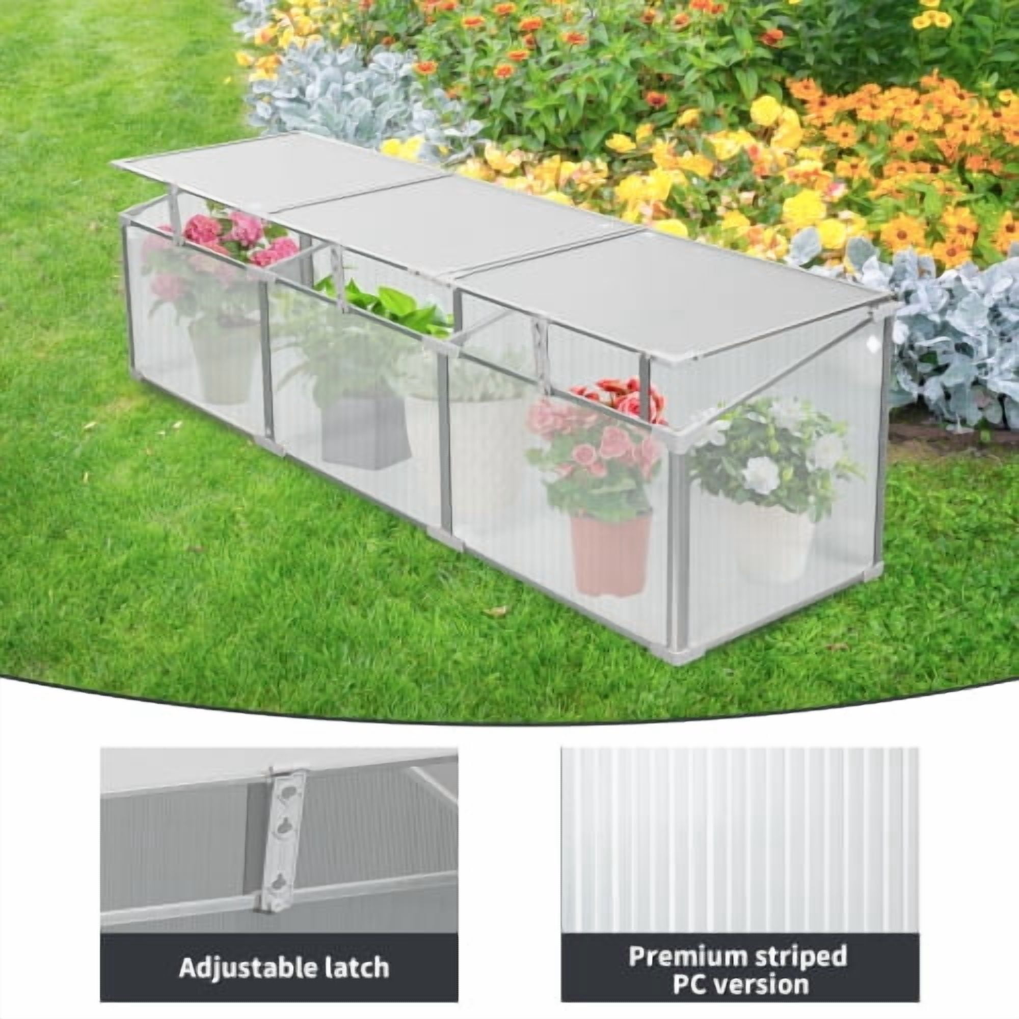 6x2 FT Heavy Duty Polycarbonate Greenhouse - Walk-in Aluminum Frame Greenhouse with Sliding Doors, Roof Vent & Raised Base - All Season Outdoor Garden Greenhouse for Backyard, Patio