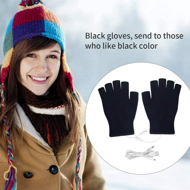 Gants chauffants USB à rayures pour homme et femme, gants chauffants en  laine à tricoter, gants chauffants pour ordinateur portable, mitaines  lavables 
