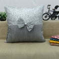 thumbnail image 5 of S4Sassy Decor Gray Silver Sequins Decorative Cushion Cover Bow Gift Pillowcase Square Pillow Cover 12 x 12, 5 of 5