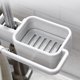 thumbnail image 5 of Fregadero de cocina Grifo Soporte de esponja Estante organizador con colgador de tela, Estante de almacenamiento multifuncional que ahorra espacio, Fácil instalación, Acero inoxidable, 1 paquete, 5 of 7