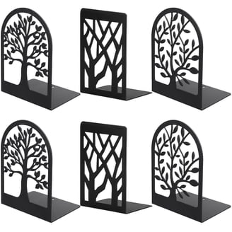 Peacoblue Metal Cat Bookends (3 Pairs) - Cast Iron Heavy Duty Book Stoppers For Shelves - Rustic Decor