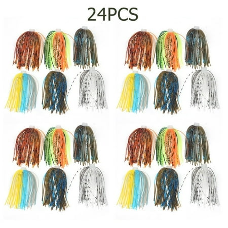 6/12/24pcs Bass Jigs Skirts Buzzbait Baits Wobbler Rubber Skirt For Pike Walleye 24pcs