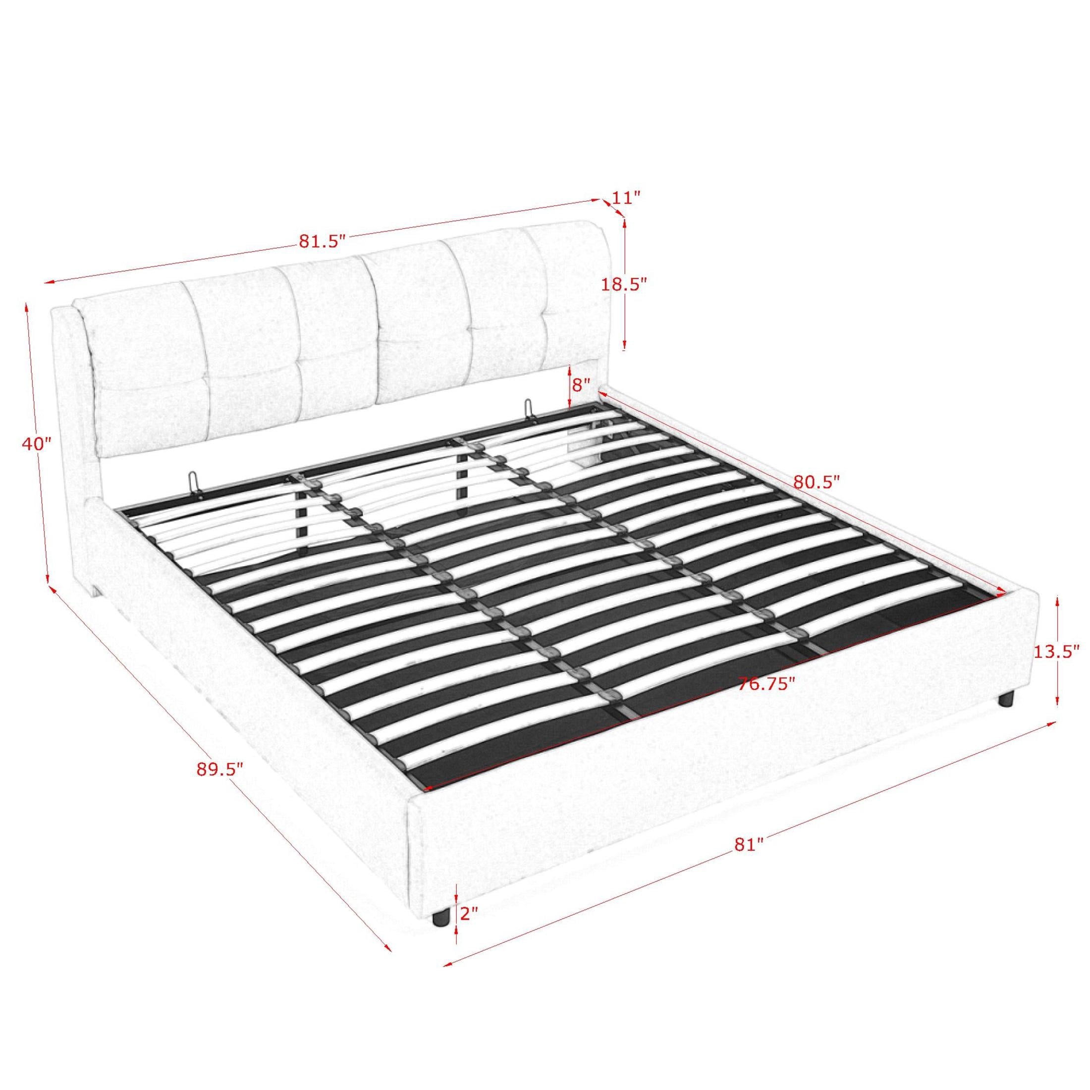 Noble House Gerret King Size Chenille Storage Platform Bed, Hydraulic Bed Frame with Hidden Underbed Drawer, Black