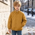 thumbnail image 4 of DJDLJWCJ Boys Winter Coat Fleece Lined Thicken Warm Quilted Jacket Solid Color Comforty Down Jacket Yellow Size 7, 4 of 9