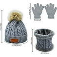 thumbnail image 4 of Morttic 3Pcs Toddler Boys Girls Winter Beanie Hat Scarf Gloves Set, Kids Warm Fleece Lining Hat Beanie Sets For age 2-6 Years (Gray), 4 of 5
