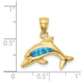 thumbnail image 5 of Auriga Fine Jewelry 14K Yellow Gold Created Opal Dolphin Pendant for Women, 5 of 5