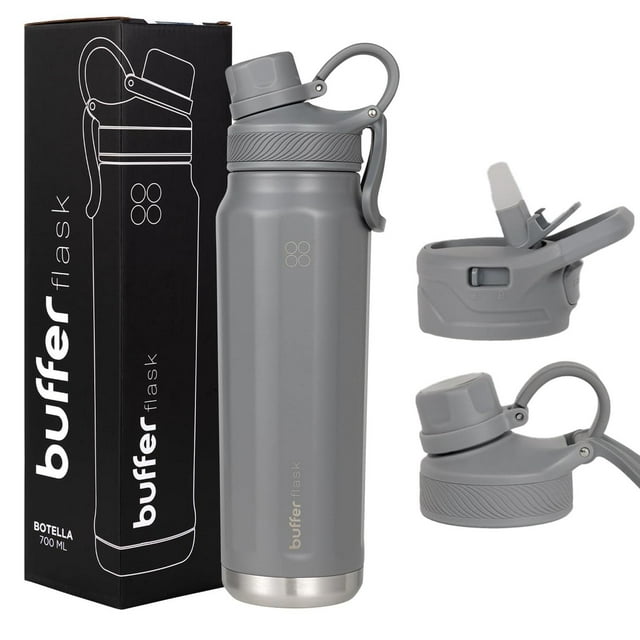 Termo Acero Inoxidable Buffer Flask Cool Grey Antigoteo Hermético 700 ml 24 Oz
