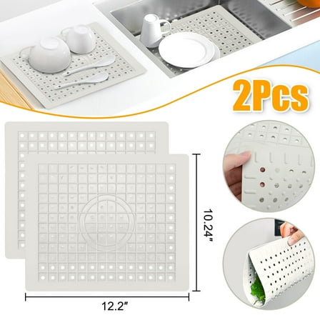 Celectigo Kitchen Sink Mat – Non-Slip Rubber, Durable Dish Drying Mat and Sink Protector (2 Pcs, 10" x 12")