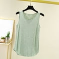 thumbnail image 2 of Miluxas Summer Women's Lightweitght Breathable Loose Fit Tank Top Solid Sleeveless Curved Hem Casual T Shirts Army Green, 2 of 5
