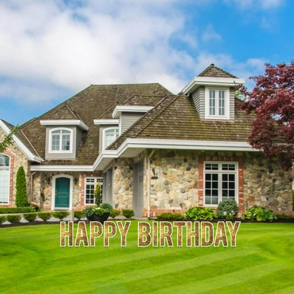 Gold Sparkle 18" Tall Happy Birthday Yard Decoration Set - Bebas - 13 Piece Set