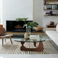thumbnail image 3 of Raffle Pinker Triangle Glass Coffee Table 0.8" Thick Tempered Glass Coffee Table with Solid Dark Walnut Base for Living Room, 3 of 11